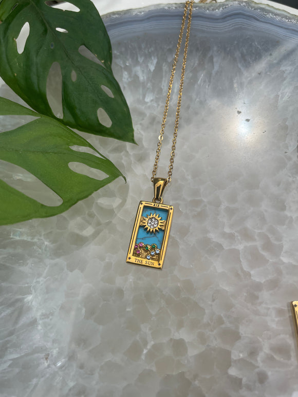 The Sun Gold Vintage Tarot Necklace