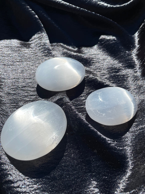 Selenite Palm Stone