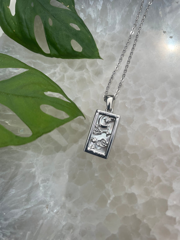 The Moon Silver Vintage Tarot Necklace