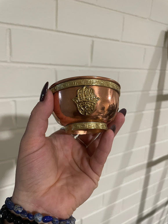 Hamsa Copper Offer Bowl